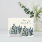 Stijlvolle Waterverf kerstboombosgroen Briefkaart (Staand voorkant)