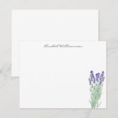 Stijlvolle Waterverf Lavender Botanisch Aangepast Notitiekaartje (Voorkant / Achterkant)