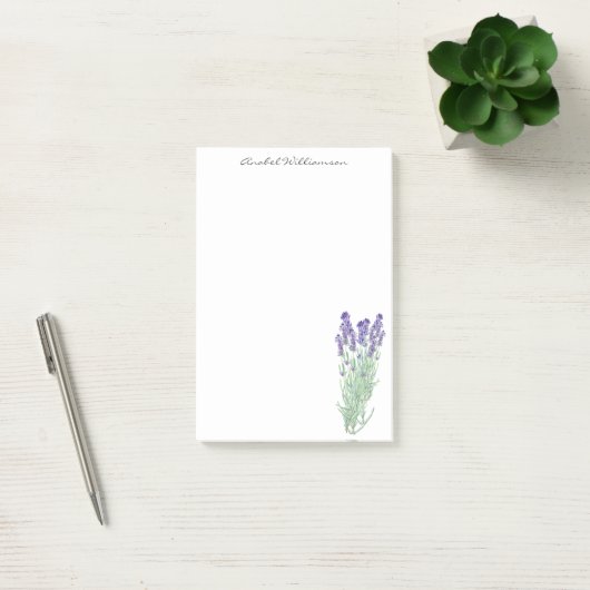 Stijlvolle Waterverf Lavender Botanisch Aangepast Post-it® Notes (Kantoor)