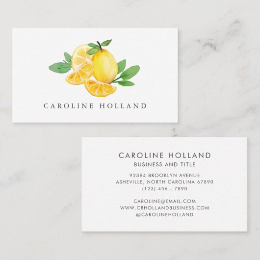Stijlvolle Waterverf Lemon Fruit Professional Visitekaartje (Voorkant / Achterkant)