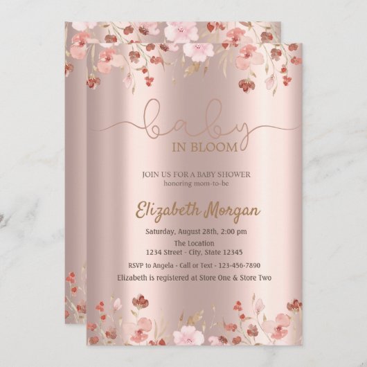 Stijlvolle Waterverf Meadow Baby in Bloom Kaart (Voorkant / Achterkant)