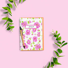 Stijlvolle waterverf pioenrozen roze bloemen planner
