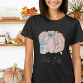 Stijlvolle Waterverf pompoenen blauw roze herfst T-shirt