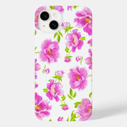 Stijlvolle Waterverf pony's Roze Floral Case-Mate iPhone Case (Achterkant)