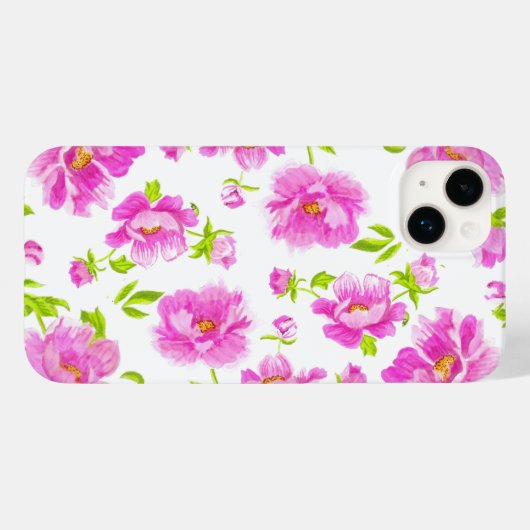 Stijlvolle Waterverf pony's Roze Floral Case-Mate iPhone Case (Achterkant (horizontaal))