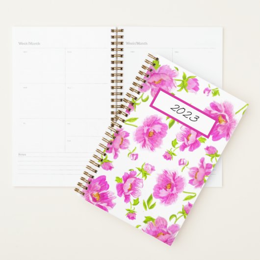 Stijlvolle Waterverf pony's Roze Floral Planner (Display)