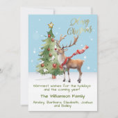 Stijlvolle Waterverf rendier boom kerst Kaart (Voorkant)