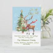 Stijlvolle Waterverf rendier boom kerst Kaart (Staand voorkant)