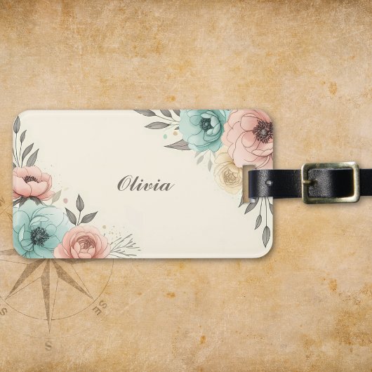 Stijlvolle Waterverf Sketchy Flowers Bagagelabel