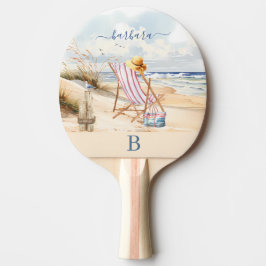 Stijlvolle waterverf strand oceaana monogram naam tafeltennisbatje