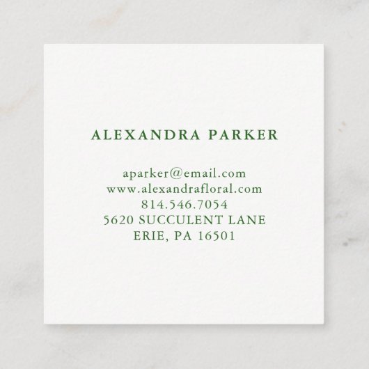Stijlvolle Waterverf Succulent Flowers Vierkante Visitekaartje (Achterkant)