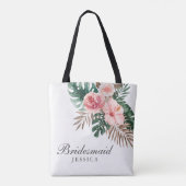 Stijlvolle Waterverf Tropische Bridesmaïde Canvas Tote Bag (Achterkant)