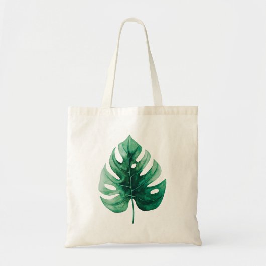 Stijlvolle Waterverf Tropische Groene Monstera Lea Tote Bag (Voorkant)