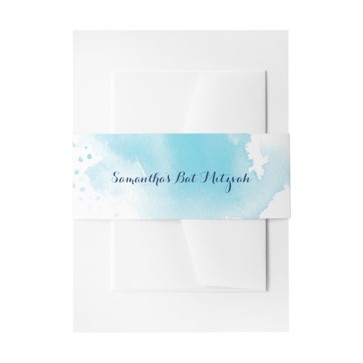 STIJLVOLLE WATERVERF turquoise blauw Uitnodigingen Wikkel (Voorkant Voorbeeld)