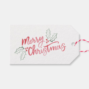 Stijlvolle Waterverf voor feestdagen Cadeaulabel