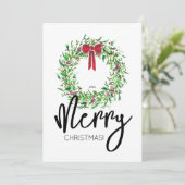 Stijlvolle Waterverf Vrolijk Kerstkrans No-Photo Feestdagenkaart (Staand voorkant)