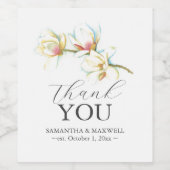 Stijlvolle Waterverf Witte Bloemen Huwelijk Wijn Etiket (Enkel label)