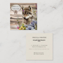 Stijlvolle Waterverf Wolf Flowers Vierkante Visitekaartje