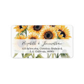 Stijlvolle Waterverf Zonnebloem Bloemen & Script N Etiket (Voorkant)