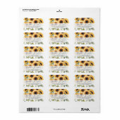 Stijlvolle Waterverf Zonnebloem Bloemen & Script N Etiket (Full Sheet)