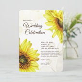 Stijlvolle Waterverf Zonnebloem bruiloft Kaart (Staand voorkant)
