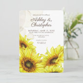 Stijlvolle Waterverf Zonnebloem bruiloft Kaart (Staand voorkant)