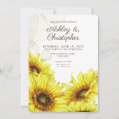 Stijlvolle Waterverf Zonnebloem bruiloft Kaart (Voorkant)
