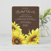 Stijlvolle Waterverf Zonnebloem Bruin Trouwdouche Kaart (Staand voorkant)
