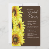 Stijlvolle Waterverf Zonnebloem Bruin Trouwdouche Kaart (Voorkant)