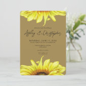 Stijlvolle Waterverf Zonnebloem Gouden Bruiloft Kaart (Staand voorkant)