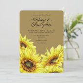 Stijlvolle Waterverf Zonnebloem Gouden Bruiloft Kaart (Staand voorkant)