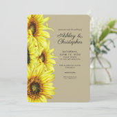 Stijlvolle Waterverf Zonnebloem Khaki bruiloft Kaart (Staand voorkant)