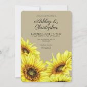 Stijlvolle Waterverf Zonnebloem Khaki bruiloft Kaart (Voorkant)