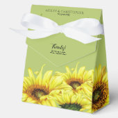Stijlvolle Waterverf Zonnebloem Licht Groen Bruilo Bedankdoosjes (Voorkant)