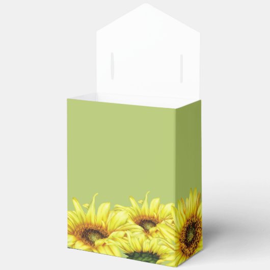 Stijlvolle Waterverf Zonnebloem Licht Groen Bruilo Bedankdoosjes (Open)