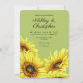 Stijlvolle Waterverf Zonnebloem Licht Groen Bruilo Kaart (Voorkant)