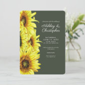 Stijlvolle Waterverf Zonnebloem Mos Groene Bruilof Kaart (Staand voorkant)