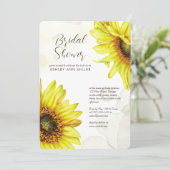 Stijlvolle Waterverf Zonnebloem Trouwdouche Kaart (Staand voorkant)
