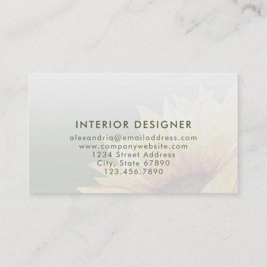 Stijlvolle Waterverf Zonnebloem Visitekaartje (Achterkant)