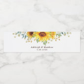 Stijlvolle Waterverf Zonnebloemen Boho Tuin Bruilo Waterfles Etiket (Enkel label)