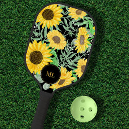 Stijlvolle Waterverf Zonnebloemen monogram Pickleball Paddle