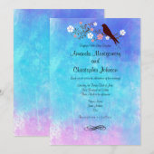 Stijlvolle Waterverven in Roze Paarse Blauwe bruil Kaart (Voorkant / Achterkant)