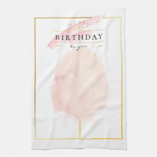 Stijlvolle Watervlekken Cotton Candy Verjaardag Theedoek