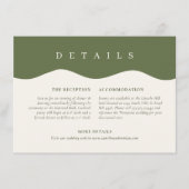 Stijlvolle Wavy Curve Olive Green Wedding Details Informatiekaartje (Voorkant)