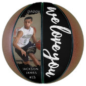 Stijlvolle We Love You Geborsteld Effect Foto Basketbal (Verticaal)