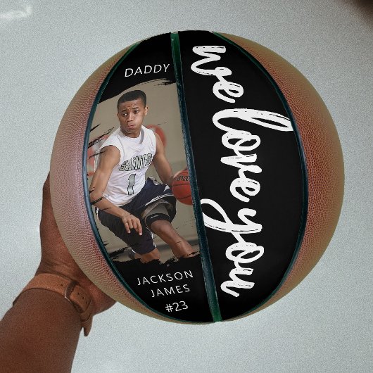 Stijlvolle We Love You Geborsteld Effect Foto Basketbal
