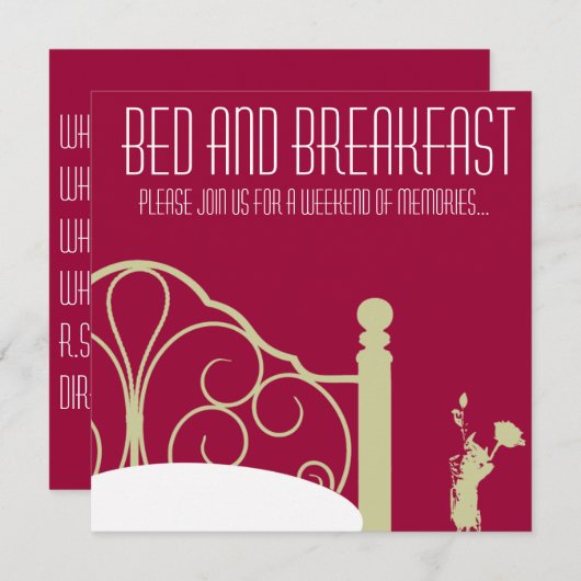 Stijlvolle Weekend Bed & Breakfast Uitnodiging (Voorkant / Achterkant)