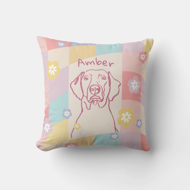 Stijlvolle Weimaraner eenvoudige kleurrijke hond Kussen (Voorkant)