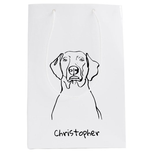 Stijlvolle Weimaraner: Jouw tekst, uw stijl Medium Cadeauzakje (Voorkant)