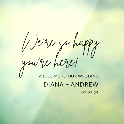 Stijlvolle Welkom Bruiloft Cling Decal Sign (Vel 3)